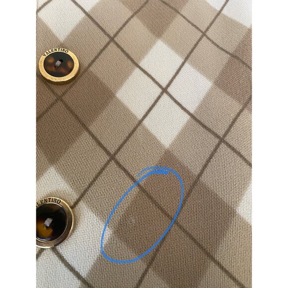 Vintage Valentino Miss V Argyle Wool Blazer Beige Preppy Cropped Sz IT50 w/FLAWS - Picture 8 of 16